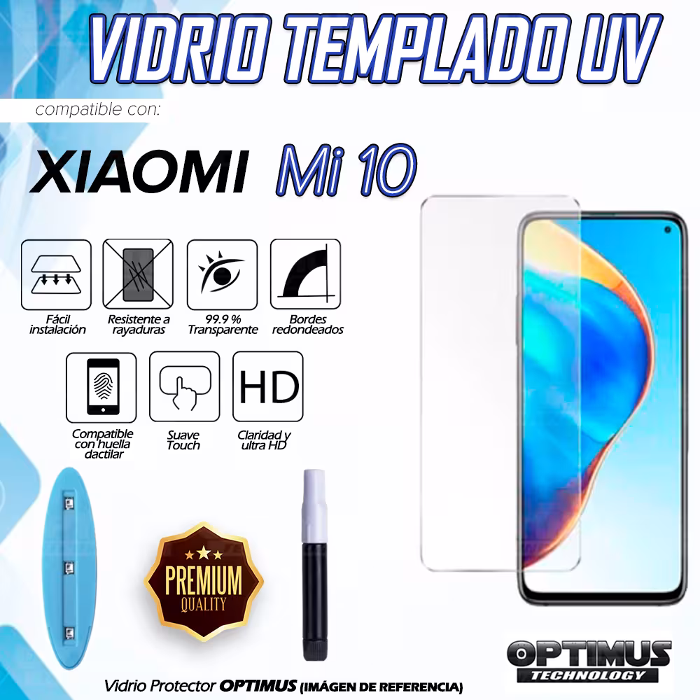 Vidrio UV Protector Templado Compatible Con Huella para Xiaomi Mi 10