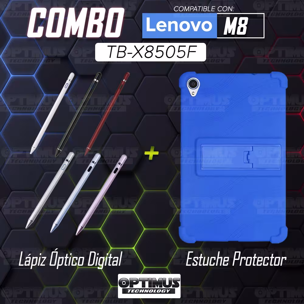 Kit Estuche Protector de goma antigolpes Y Lápiz Óptico Digital Stylus Pen para Tablet Lenovo Tab M8 8505x / x8505f