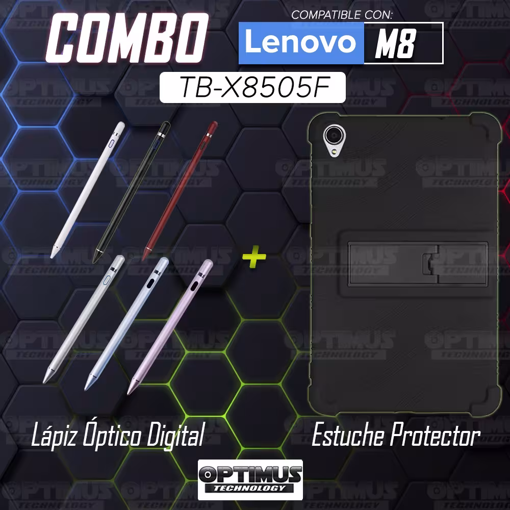 Kit Estuche Protector de goma antigolpes Y Lápiz Óptico Digital Stylus Pen para Tablet Lenovo Tab M8 8505x / x8505f
