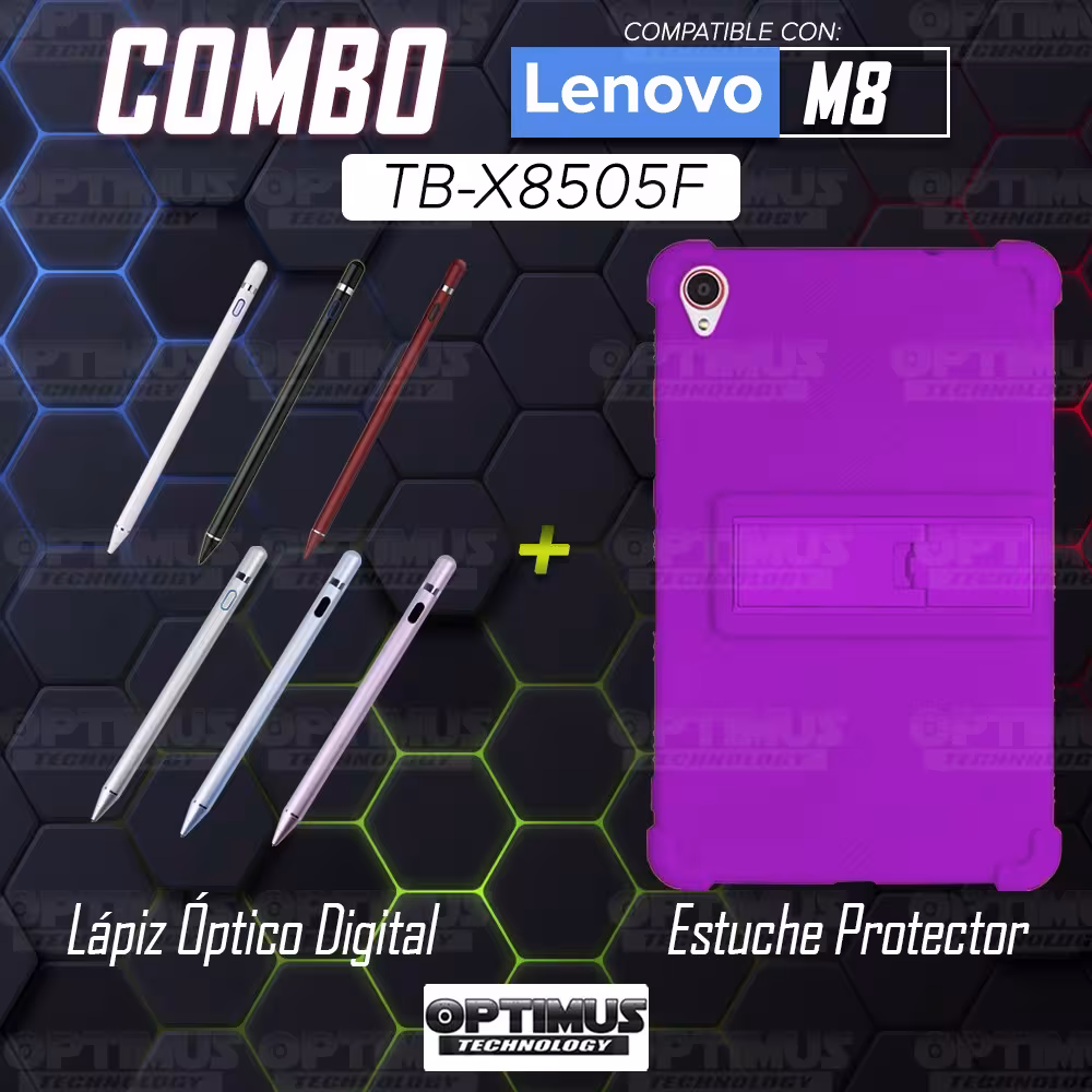 Kit Estuche Protector de goma antigolpes Y Lápiz Óptico Digital Stylus Pen para Tablet Lenovo Tab M8 8505x / x8505f