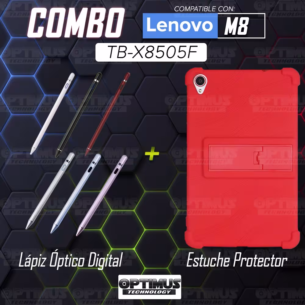 Kit Estuche Protector de goma antigolpes Y Lápiz Óptico Digital Stylus Pen para Tablet Lenovo Tab M8 8505x / x8505f