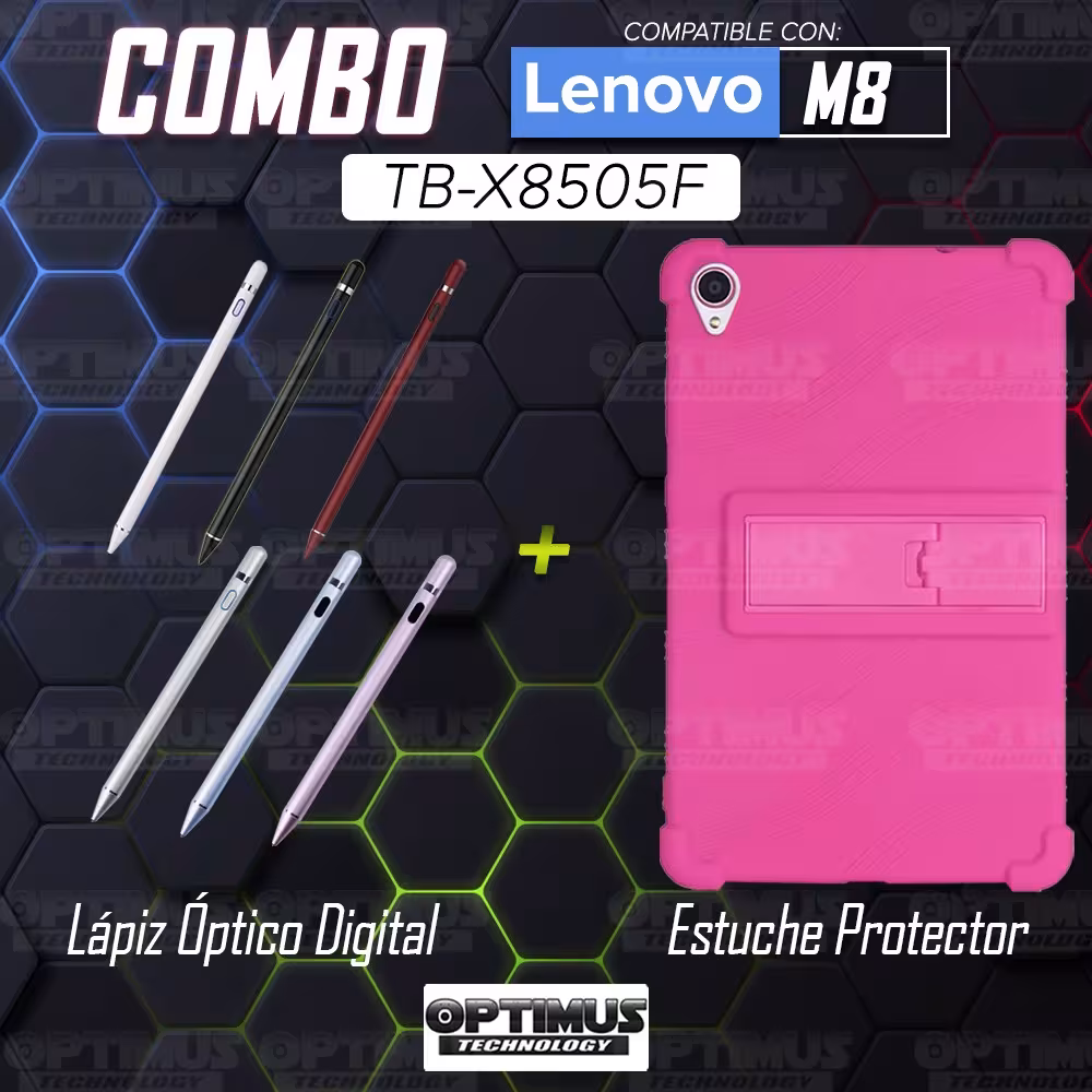 Kit Estuche Protector de goma antigolpes Y Lápiz Óptico Digital Stylus Pen para Tablet Lenovo Tab M8 8505x / x8505f