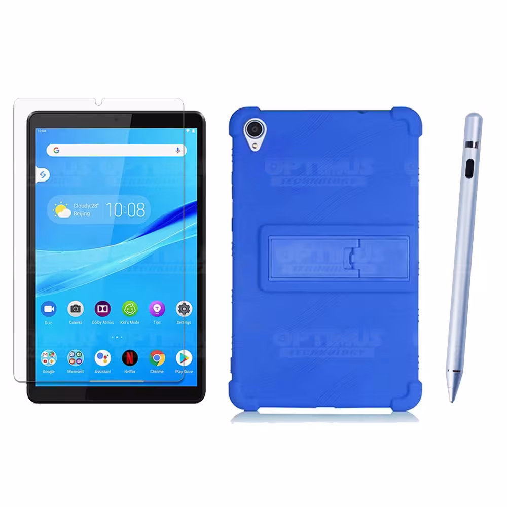 Kit Estuche Protector de goma + Vidrio Templado + Lápiz Digital para Tablet Lenovo Tab M8 8505x / x8505f