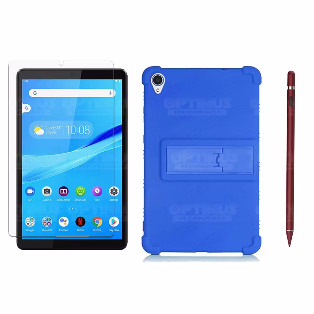Kit Estuche Protector de goma + Vidrio Templado + Lápiz Digital para Tablet Lenovo Tab M8 8505x / x8505f