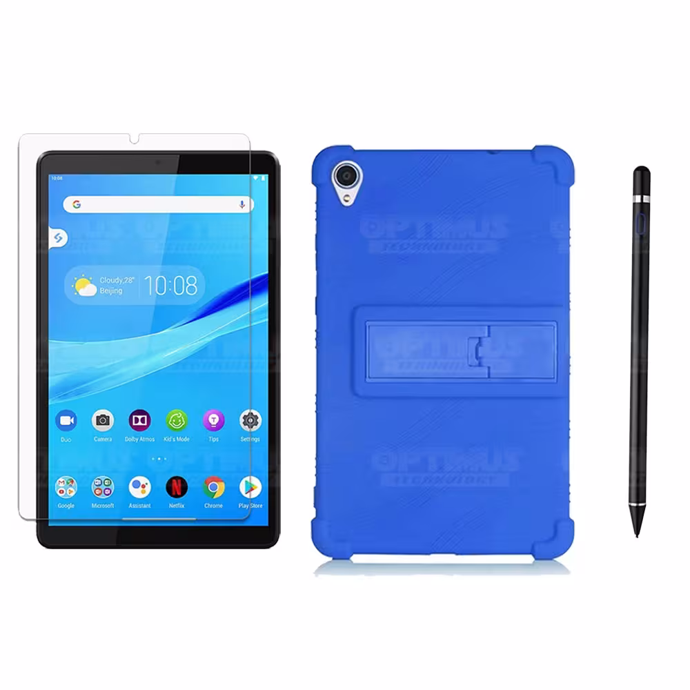 Kit Estuche Protector de goma + Vidrio Templado + Lápiz Digital para Tablet Lenovo Tab M8 8505x / x8505f
