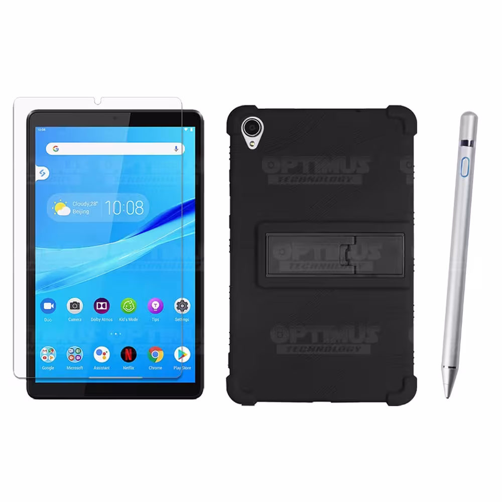 Kit Estuche Protector de goma + Vidrio Templado + Lápiz Digital para Tablet Lenovo Tab M8 8505x / x8505f
