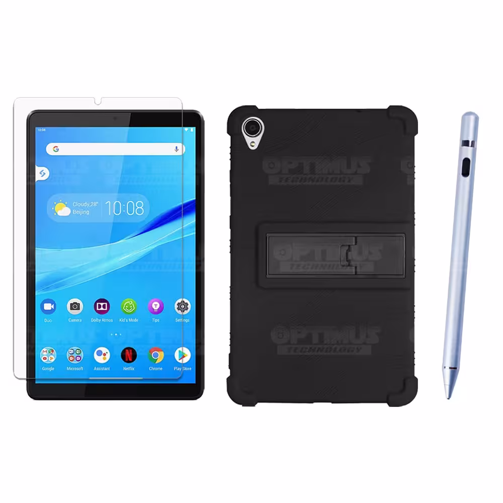 Kit Estuche Protector de goma + Vidrio Templado + Lápiz Digital para Tablet Lenovo Tab M8 8505x / x8505f