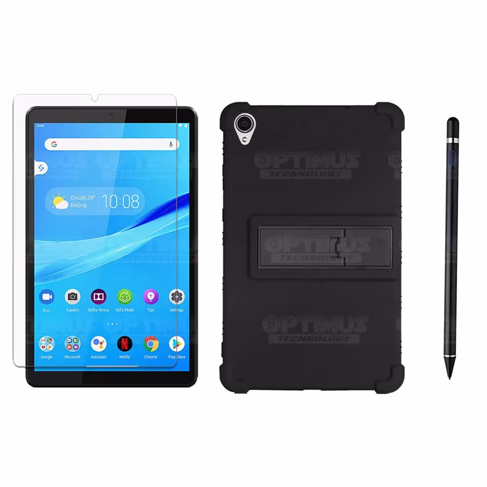 Kit Estuche Protector de goma + Vidrio Templado + Lápiz Digital para Tablet Lenovo Tab M8 8505x / x8505f