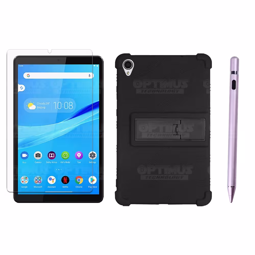Kit Estuche Protector de goma + Vidrio Templado + Lápiz Digital para Tablet Lenovo Tab M8 8505x / x8505f