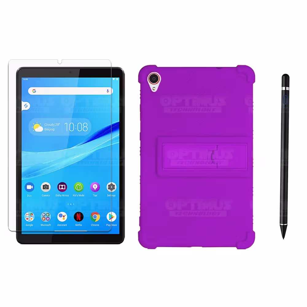 Kit Estuche Protector de goma + Vidrio Templado + Lápiz Digital para Tablet Lenovo Tab M8 8505x / x8505f