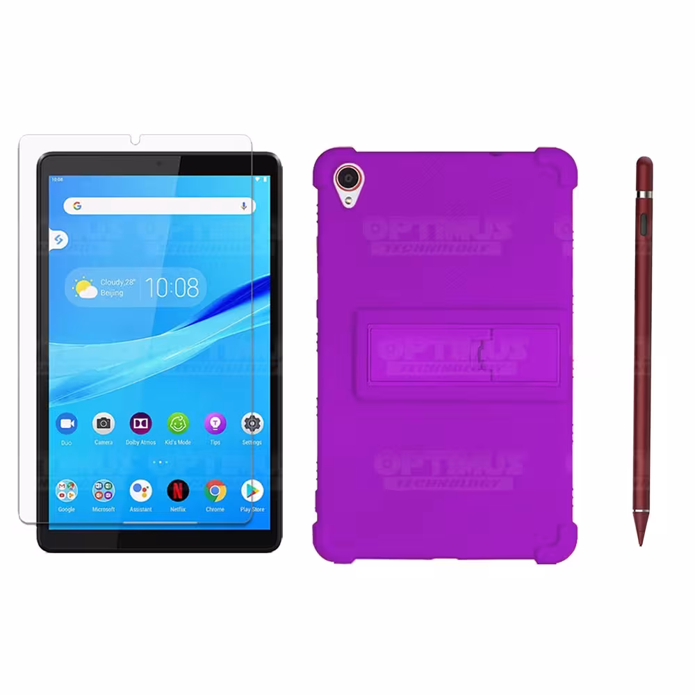 Kit Estuche Protector de goma + Vidrio Templado + Lápiz Digital para Tablet Lenovo Tab M8 8505x / x8505f