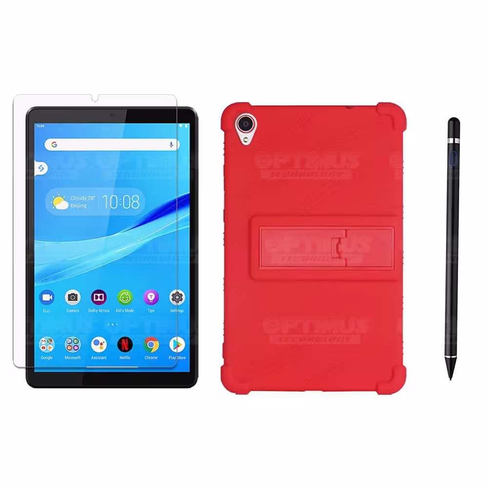 Kit Estuche Protector de goma + Vidrio Templado + Lápiz Digital para Tablet Lenovo Tab M8 8505x / x8505f