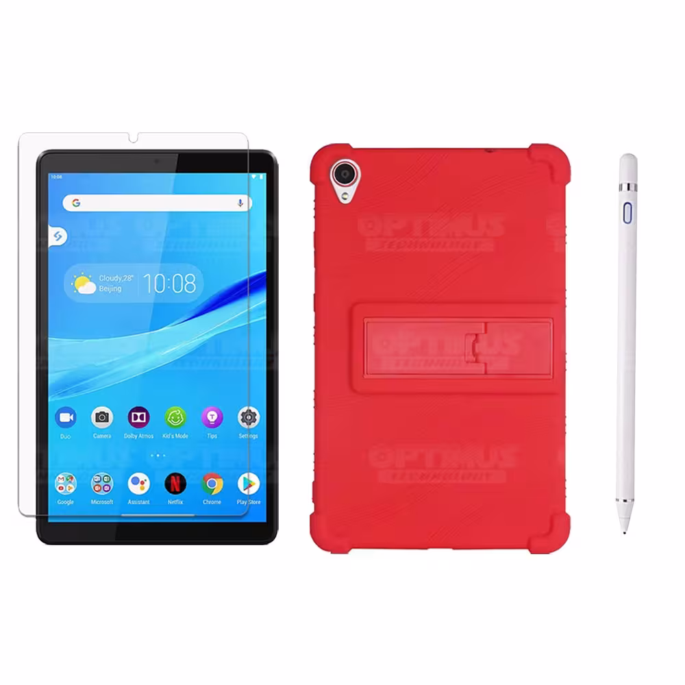 Kit Estuche Protector de goma + Vidrio Templado + Lápiz Digital para Tablet Lenovo Tab M8 8505x / x8505f
