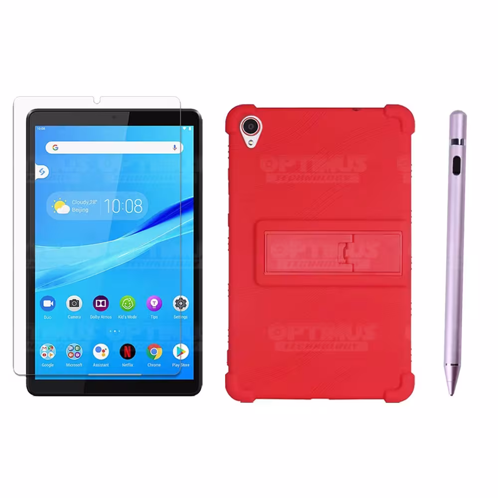 Kit Estuche Protector de goma + Vidrio Templado + Lápiz Digital para Tablet Lenovo Tab M8 8505x / x8505f