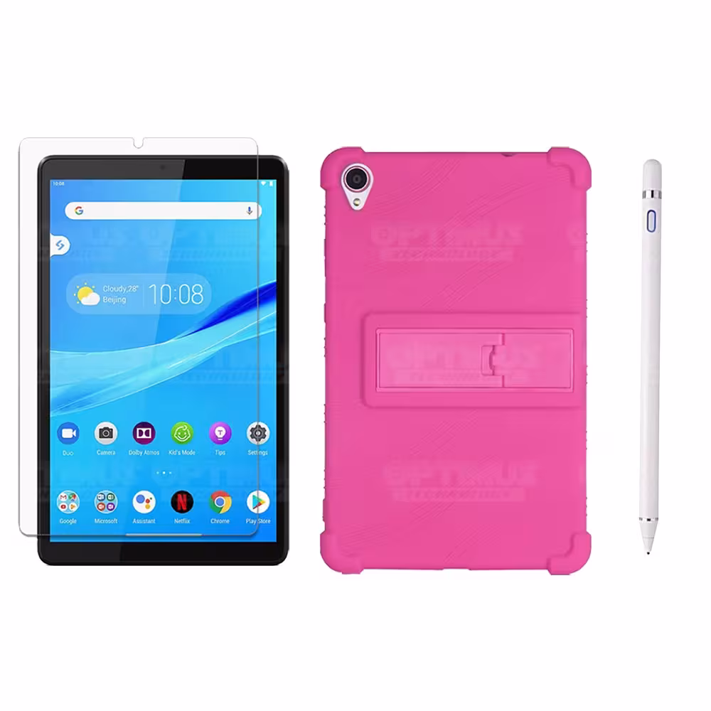 Kit Estuche Protector de goma + Vidrio Templado + Lápiz Digital para Tablet Lenovo Tab M8 8505x / x8505f