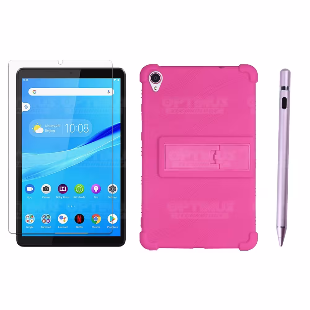 Kit Estuche Protector de goma + Vidrio Templado + Lápiz Digital para Tablet Lenovo Tab M8 8505x / x8505f
