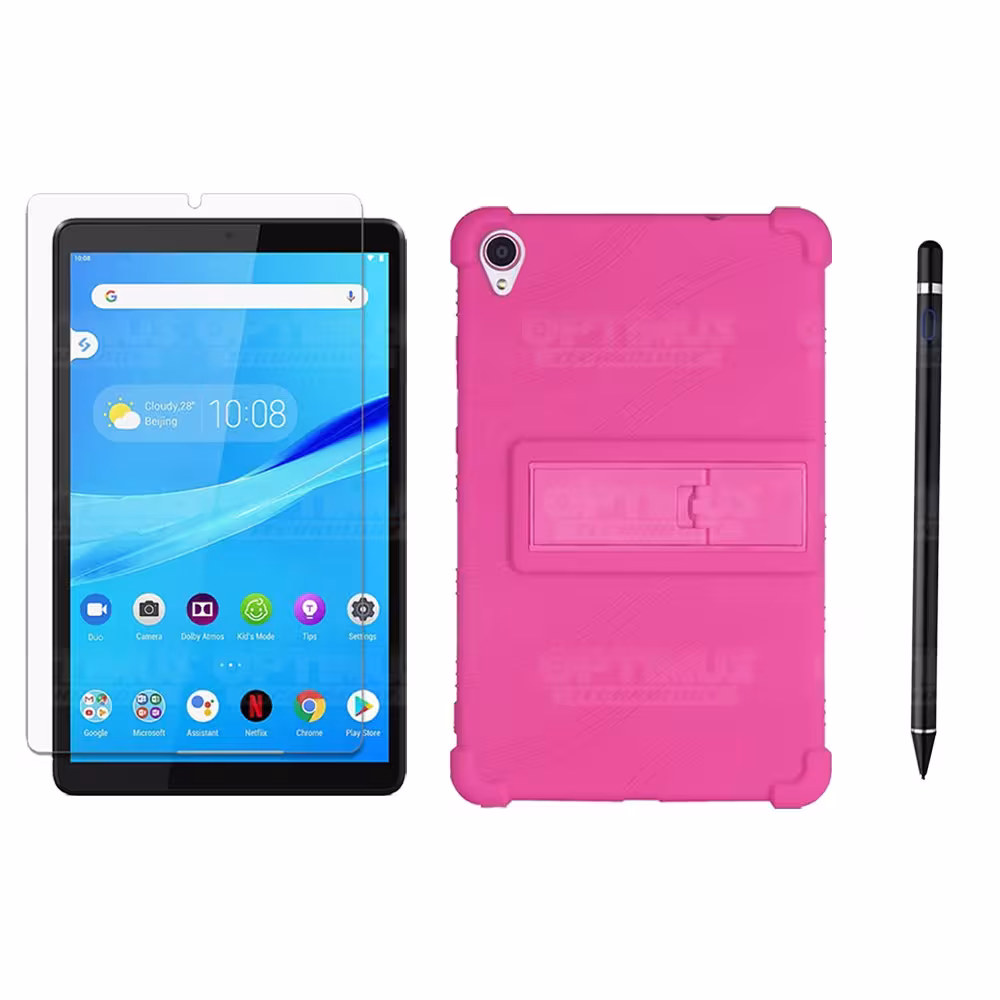 Kit Estuche Protector de goma + Vidrio Templado + Lápiz Digital para Tablet Lenovo Tab M8 8505x / x8505f