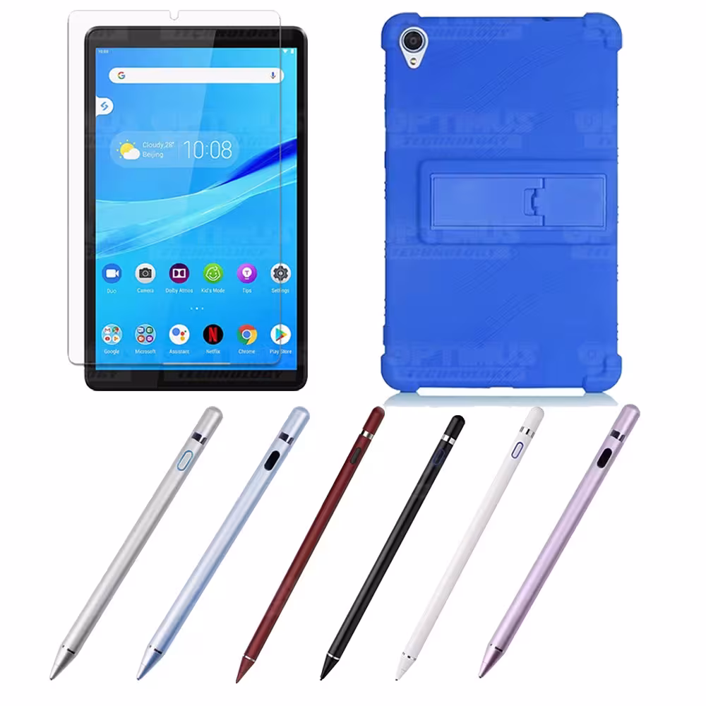 Kit Estuche Protector de goma + Vidrio Templado + Lápiz Digital para Tablet Lenovo Tab M8 8505x / x8505f
