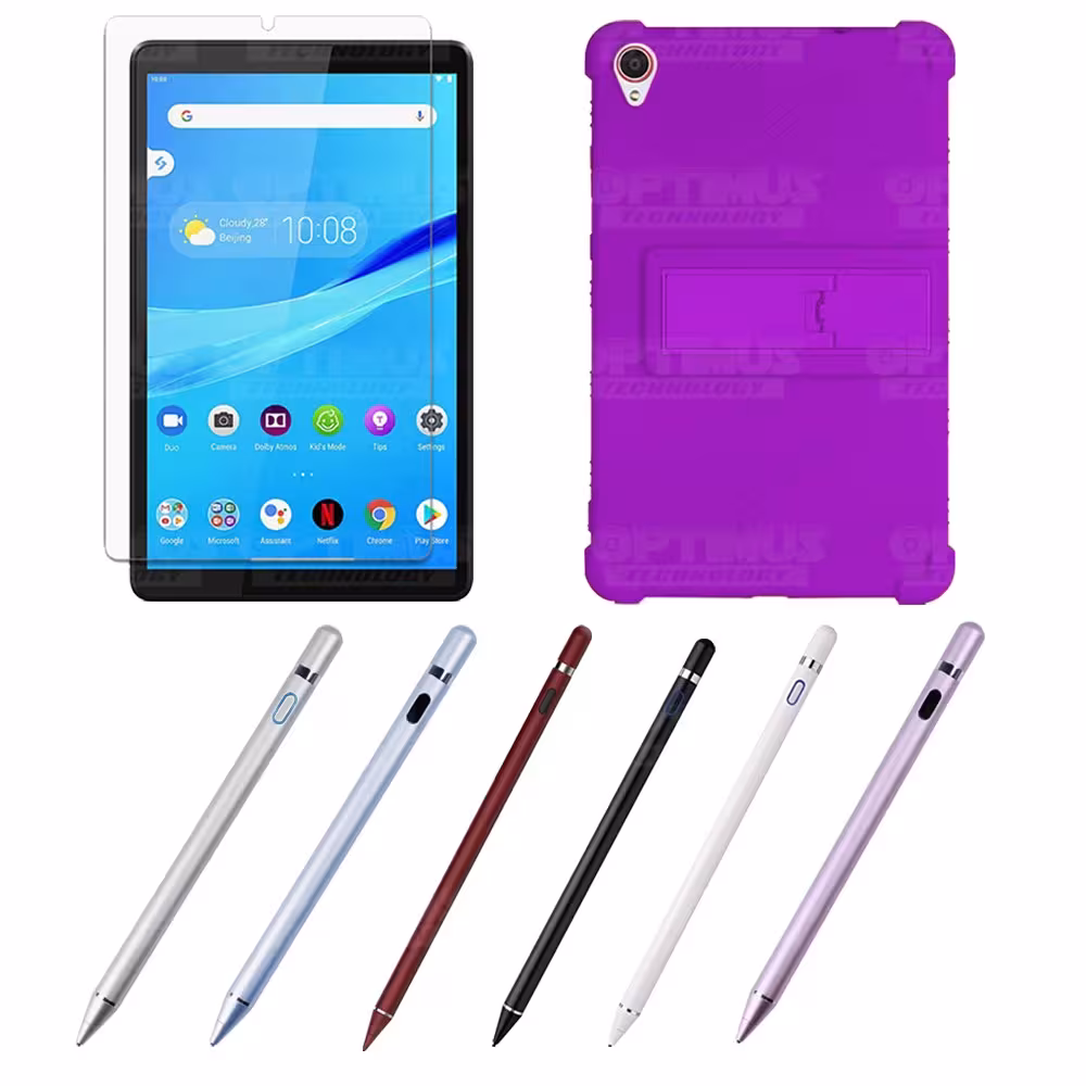 Kit Estuche Protector de goma + Vidrio Templado + Lápiz Digital para Tablet Lenovo Tab M8 8505x / x8505f