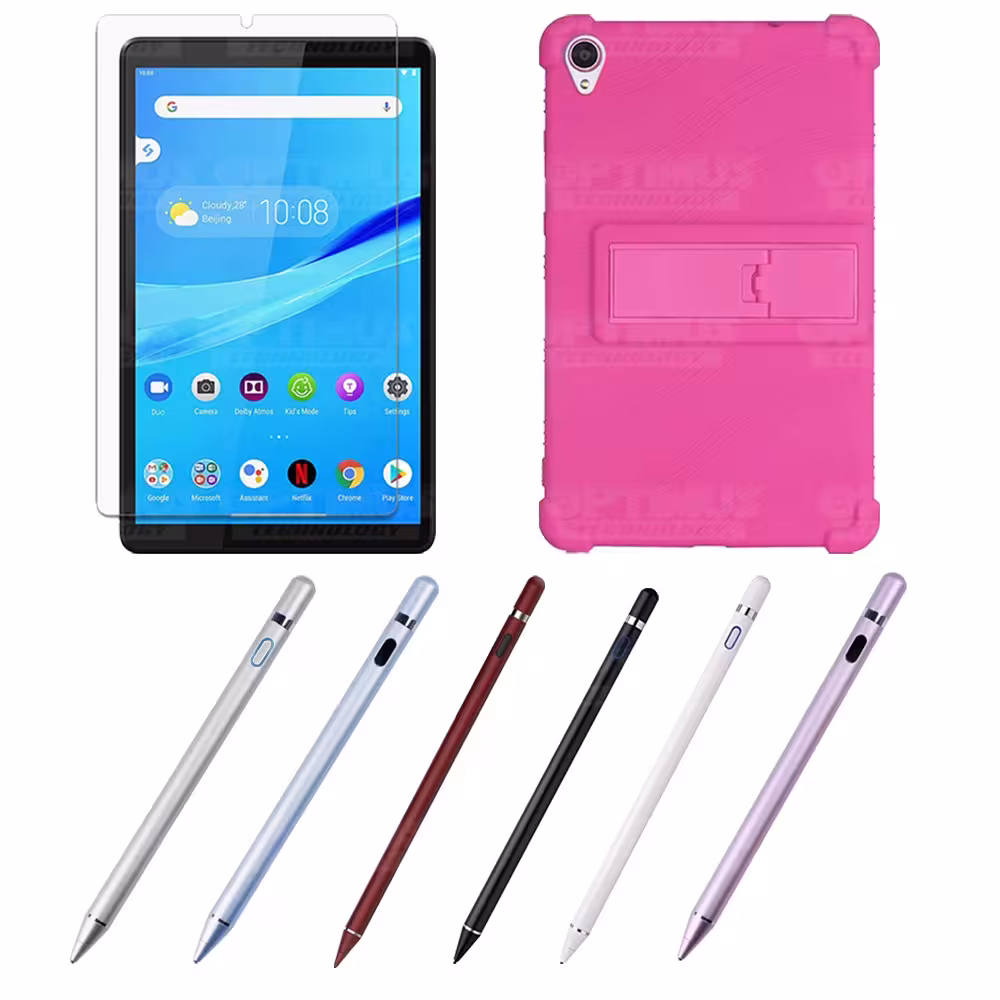 Kit Estuche Protector de goma + Vidrio Templado + Lápiz Digital para Tablet Lenovo Tab M8 8505x / x8505f