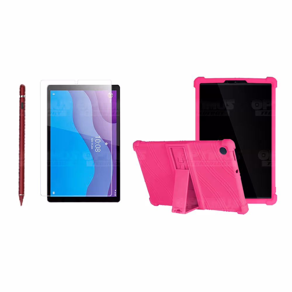 Combo Estuche Protector de goma + Vidrio Templado + Lápiz Digital para Tablet Lenovo Tab M10 HD TB-X306