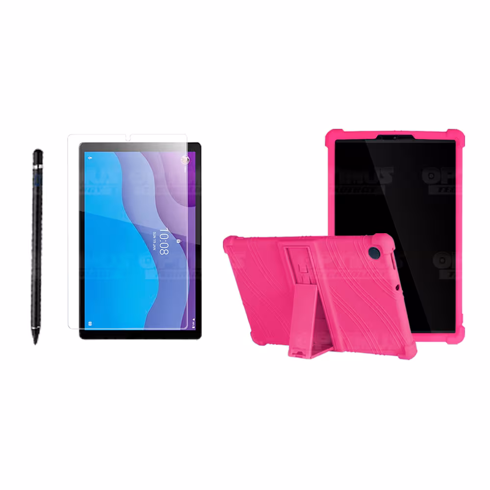 Combo Estuche Protector de goma + Vidrio Templado + Lápiz Digital para Tablet Lenovo Tab M10 HD TB-X306