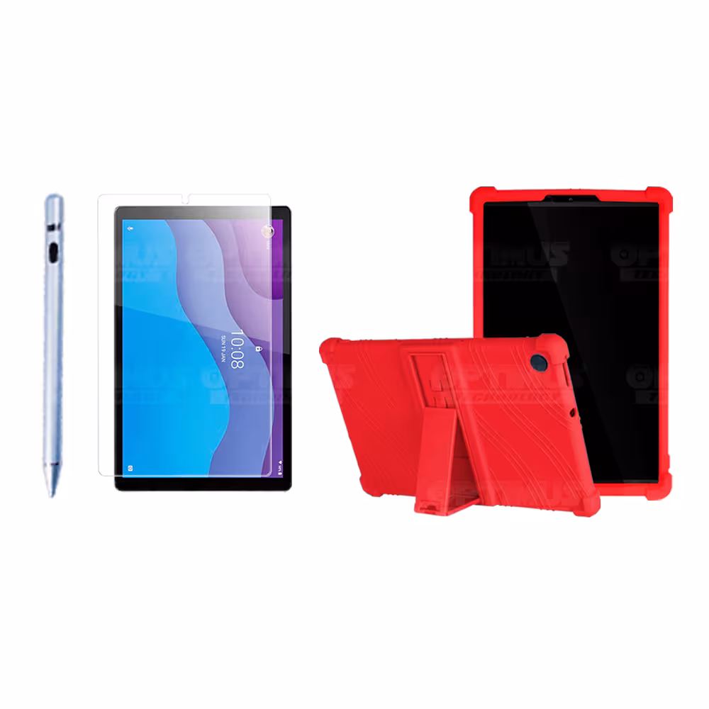 Combo Estuche Protector de goma + Vidrio Templado + Lápiz Digital para Tablet Lenovo Tab M10 HD TB-X306