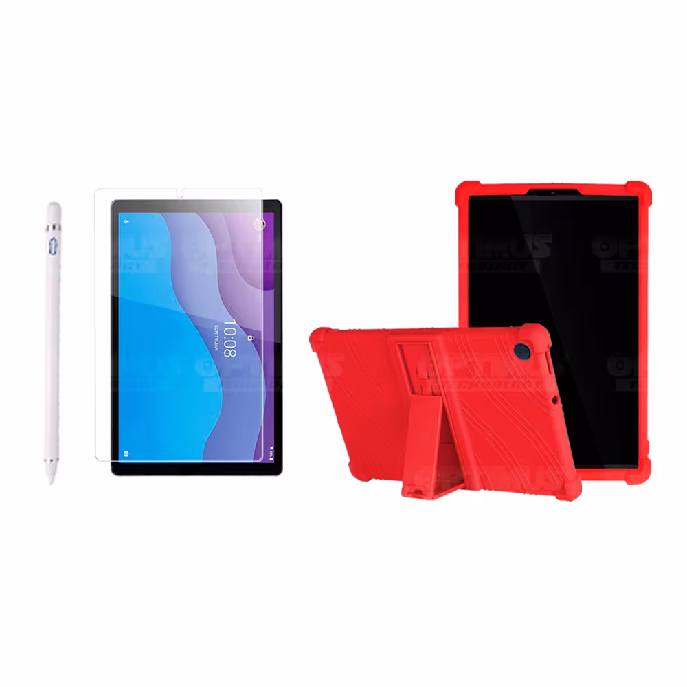 Combo Estuche Protector de goma + Vidrio Templado + Lápiz Digital para Tablet Lenovo Tab M10 HD TB-X306
