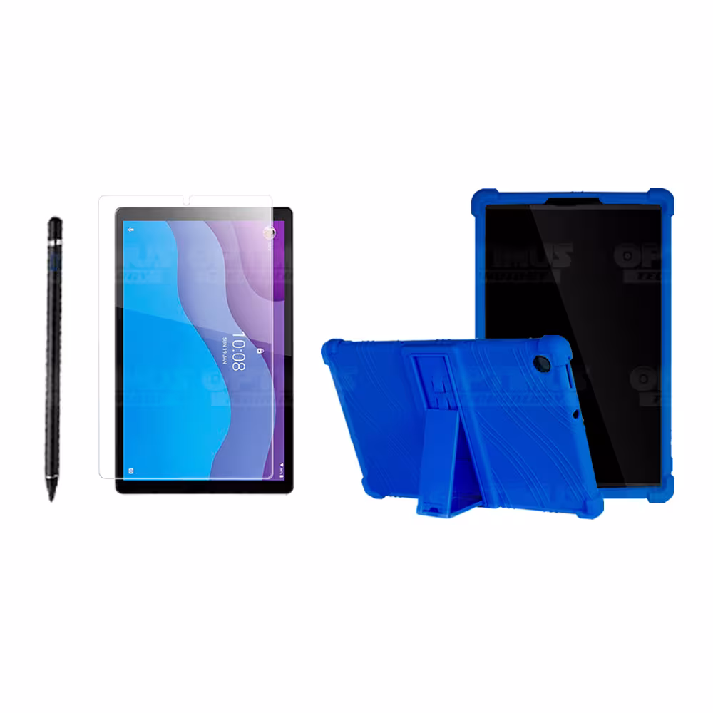 Combo Estuche Protector de goma + Vidrio Templado + Lápiz Digital para Tablet Lenovo Tab M10 HD TB-X306