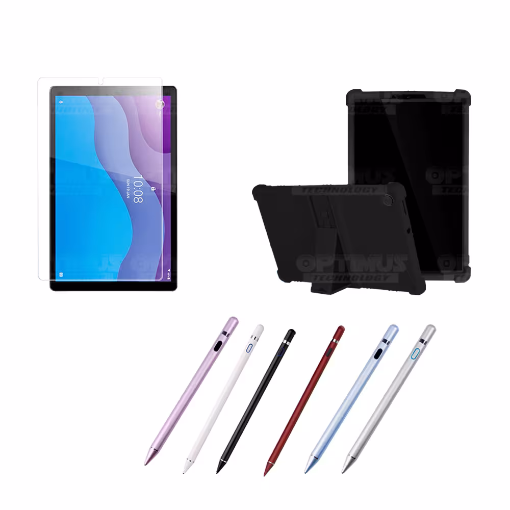 Combo Estuche Protector de goma + Vidrio Templado + Lápiz Digital para Tablet Lenovo Tab M10 HD TB-X306