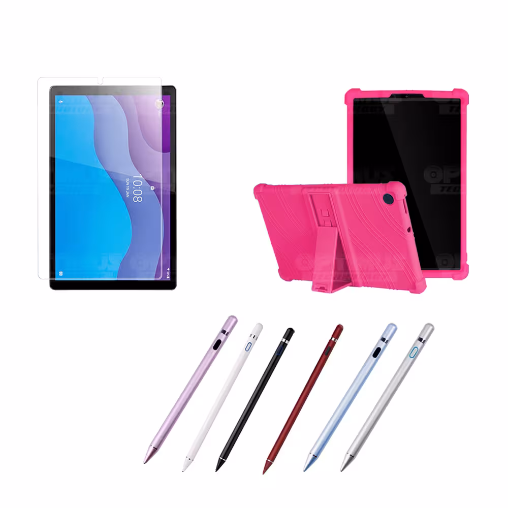 Combo Estuche Protector de goma + Vidrio Templado + Lápiz Digital para Tablet Lenovo Tab M10 HD TB-X306