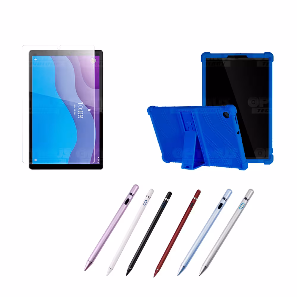 Combo Estuche Protector de goma + Vidrio Templado + Lápiz Digital para Tablet Lenovo Tab M10 HD TB-X306