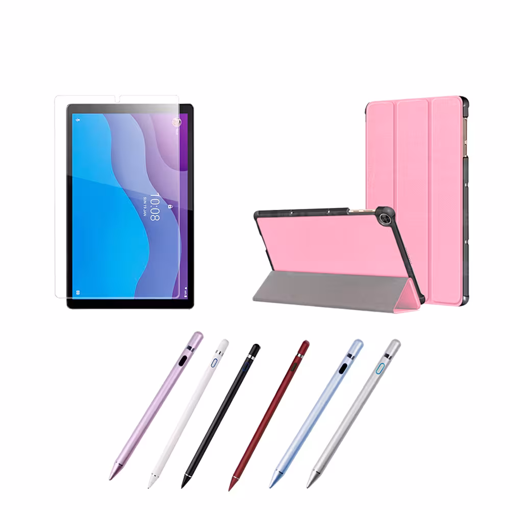 Combo Estuche Case Protector en Felpa+ Vidrio Cristal Templado + Lápiz Digital Para Tablet Lenovo Tab M10 HD TB-X306