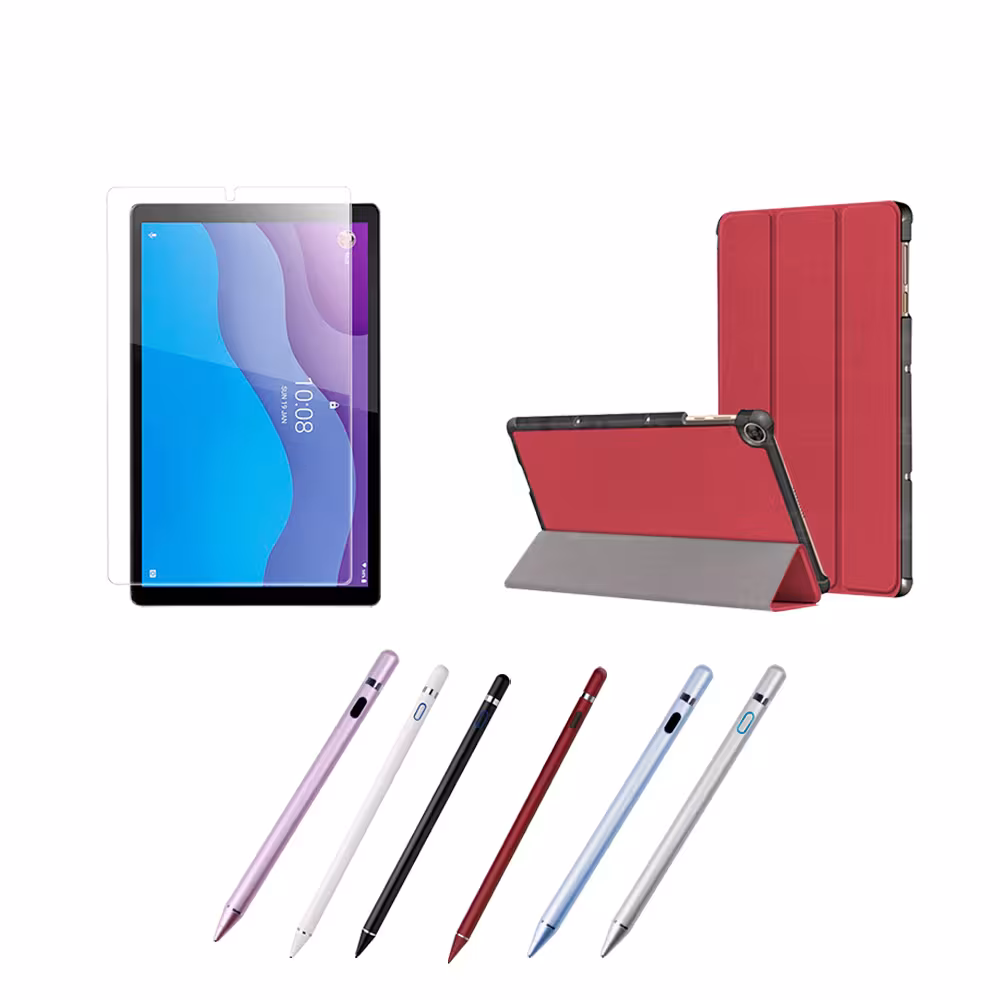 Combo Estuche Case Protector en Felpa+ Vidrio Cristal Templado + Lápiz Digital Para Tablet Lenovo Tab M10 HD TB-X306