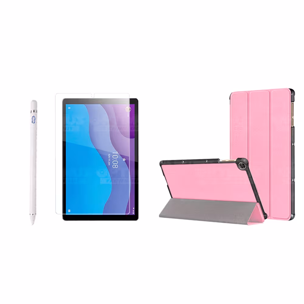 Combo Estuche Case Protector en Felpa+ Vidrio Cristal Templado + Lápiz Digital Para Tablet Lenovo Tab M10 HD TB-X306