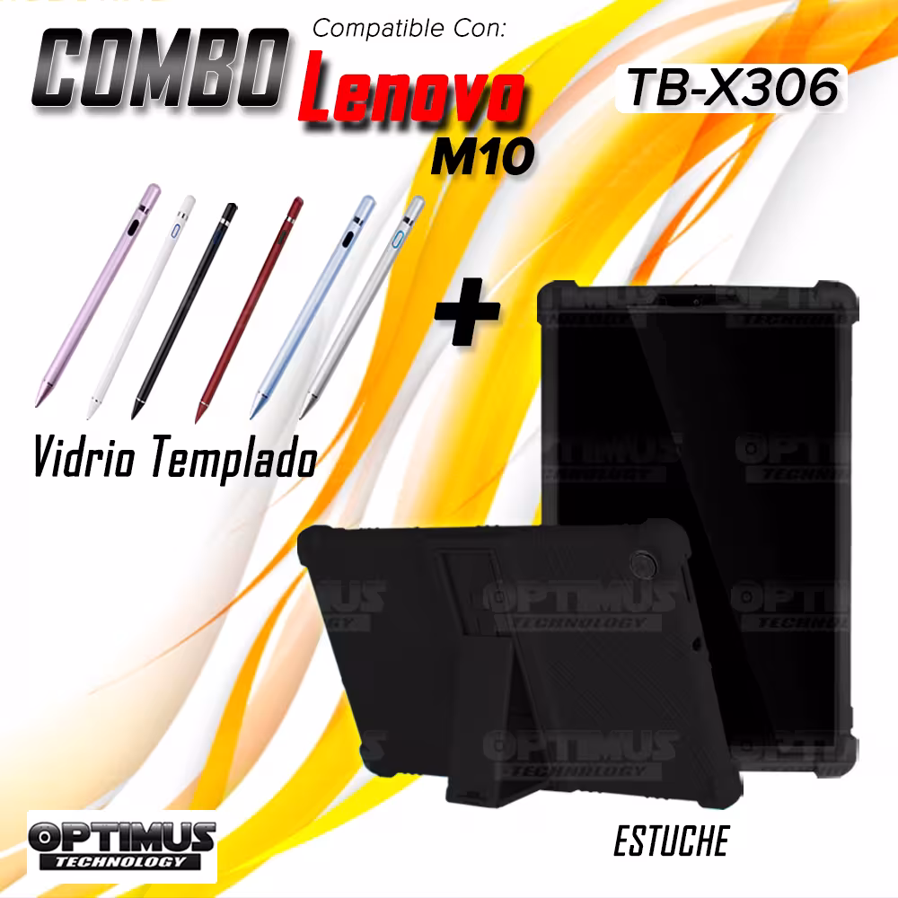 Combo Estuche Protector de goma antigolpes Y Lápiz Óptico Digital Stylus Pen para Tablet Lenovo Tab M10 HD TB-X306