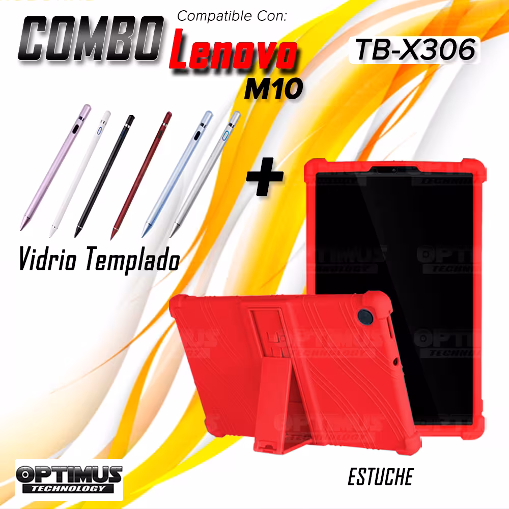 Combo Estuche Protector de goma antigolpes Y Lápiz Óptico Digital Stylus Pen para Tablet Lenovo Tab M10 HD TB-X306