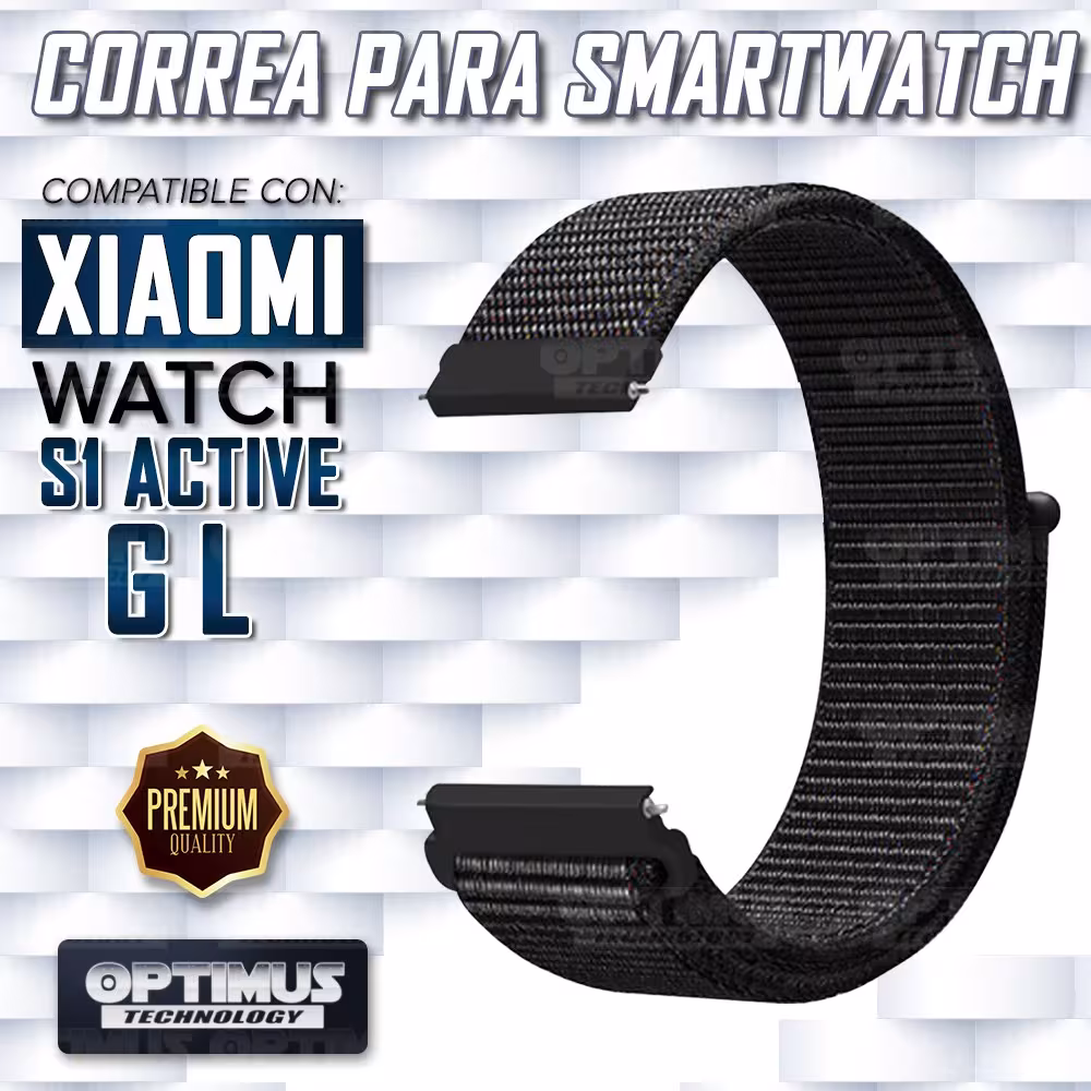 KIT Correa tipo velcro y Vidrio templado cerámico para Reloj Smartwatch Xiaomi Watch S1 Active GL