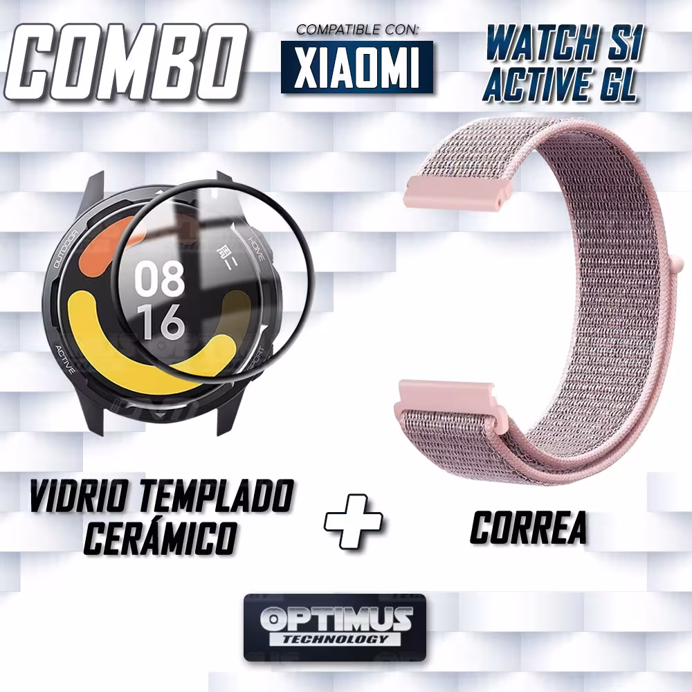 KIT Correa tipo velcro y Vidrio templado cerámico para Reloj Smartwatch Xiaomi Watch S1 Active GL