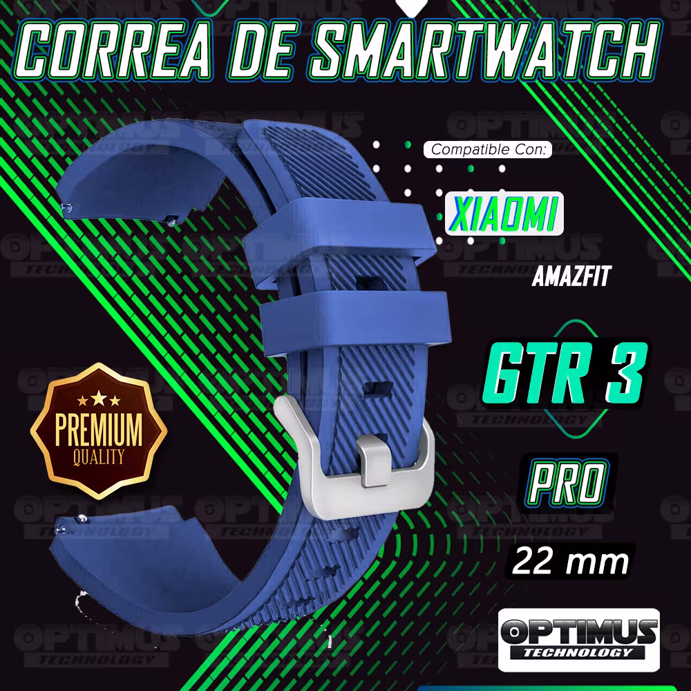 Kit Correa Pulso Manilla de Goma Rayada 22mm para Xiaomi AmazFit GTR 3 PRO Y Vidrio Templado Nano Glass