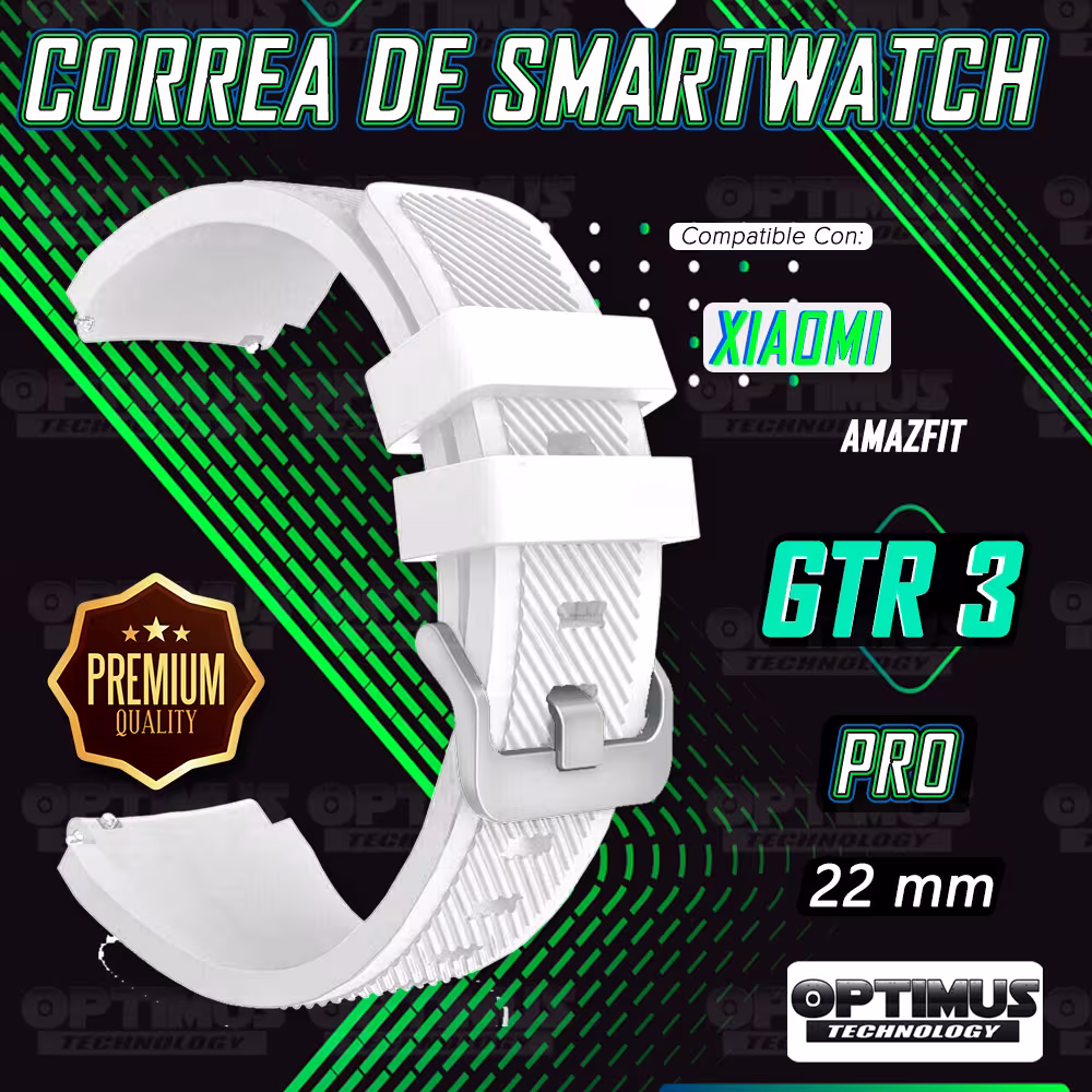 Kit Correa Pulso Manilla de Goma Rayada 22mm para Xiaomi AmazFit GTR 3 PRO Y Vidrio Templado Nano Glass