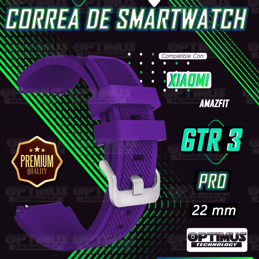 Kit Correa Pulso Manilla de Goma Rayada 22mm para Xiaomi AmazFit GTR 3 PRO Y Vidrio Templado Nano Glass