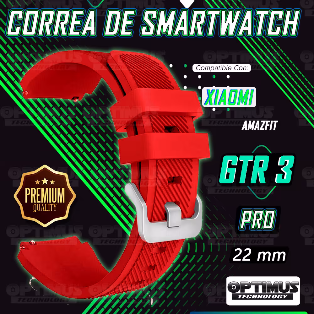Kit Correa Pulso Manilla de Goma Rayada 22mm para Xiaomi AmazFit GTR 3 PRO Y Vidrio Templado Nano Glass