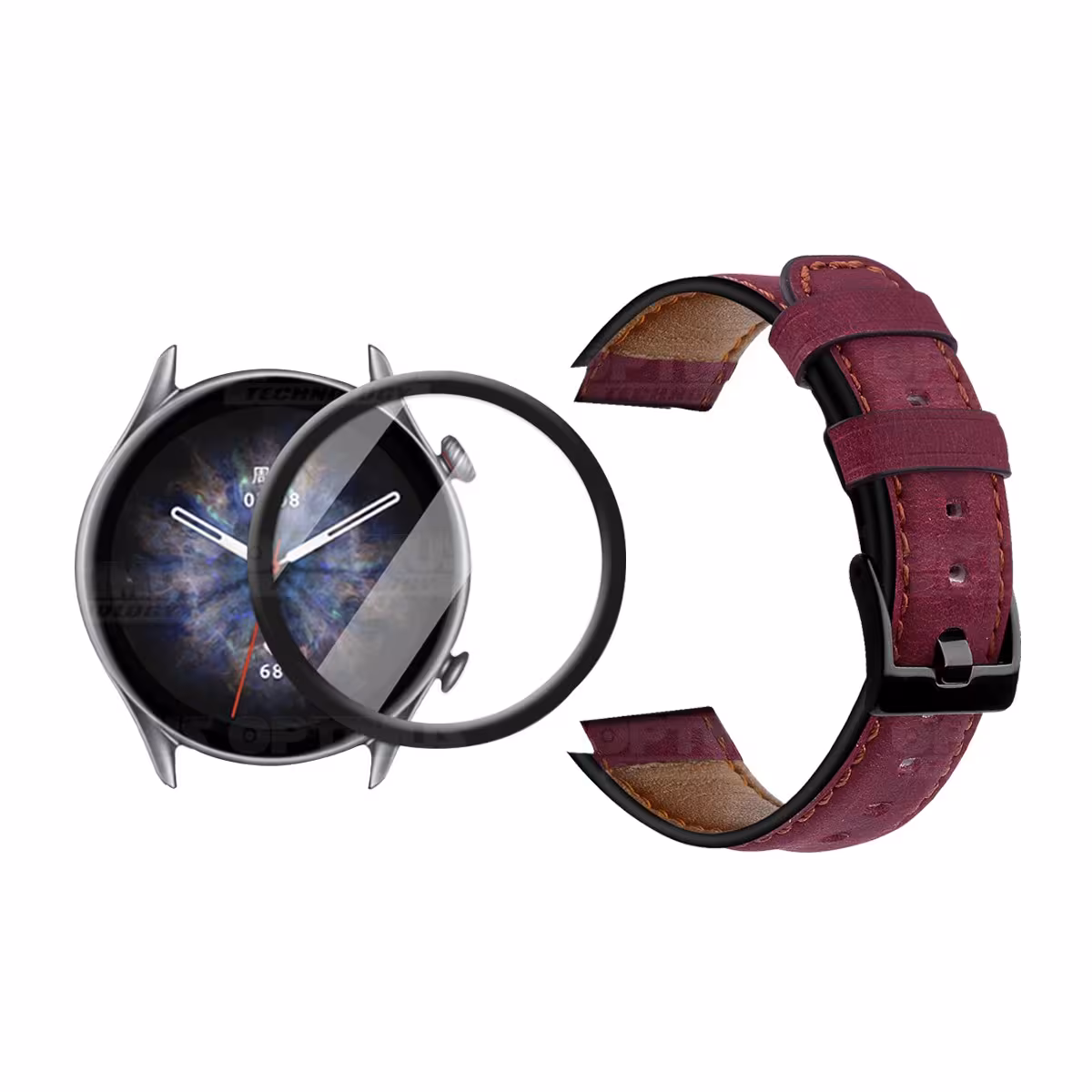 Vidrio Templado Nano Glass Y Correa de cuero Smartwatch Reloj Inteligente para Xiaomi AmazFit GTR 3 PRO