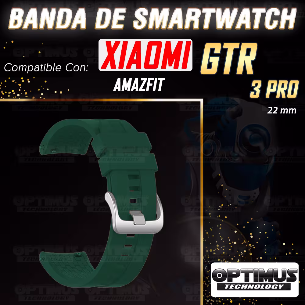 Combo Correa Pulso Manilla de Goma 22mm para Xiaomi AmazFit GTR 3 PRO y Vidrio Templado Nano Glass