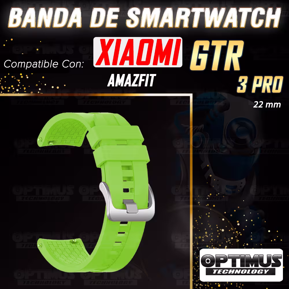 Combo Correa Pulso Manilla de Goma 22mm para Xiaomi AmazFit GTR 3 PRO y Vidrio Templado Nano Glass