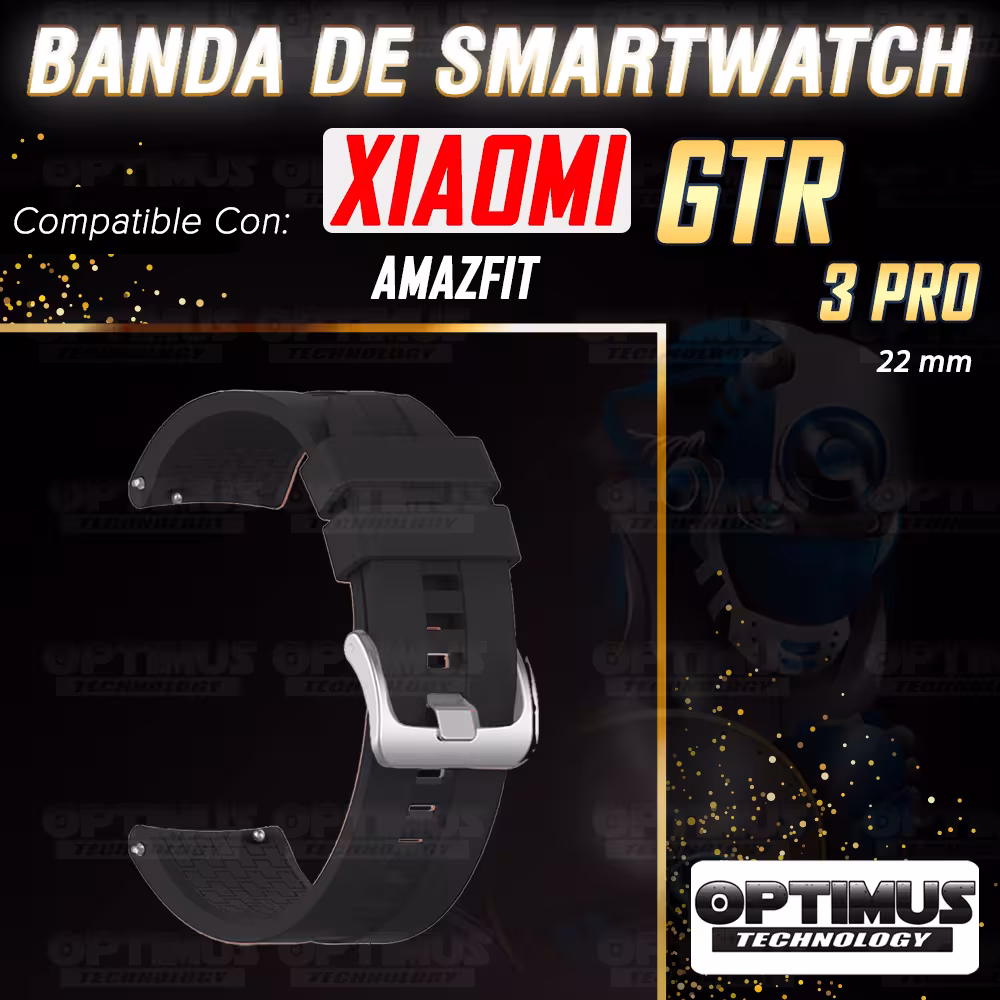Combo Correa Pulso Manilla de Goma 22mm para Xiaomi AmazFit GTR 3 PRO y Vidrio Templado Nano Glass