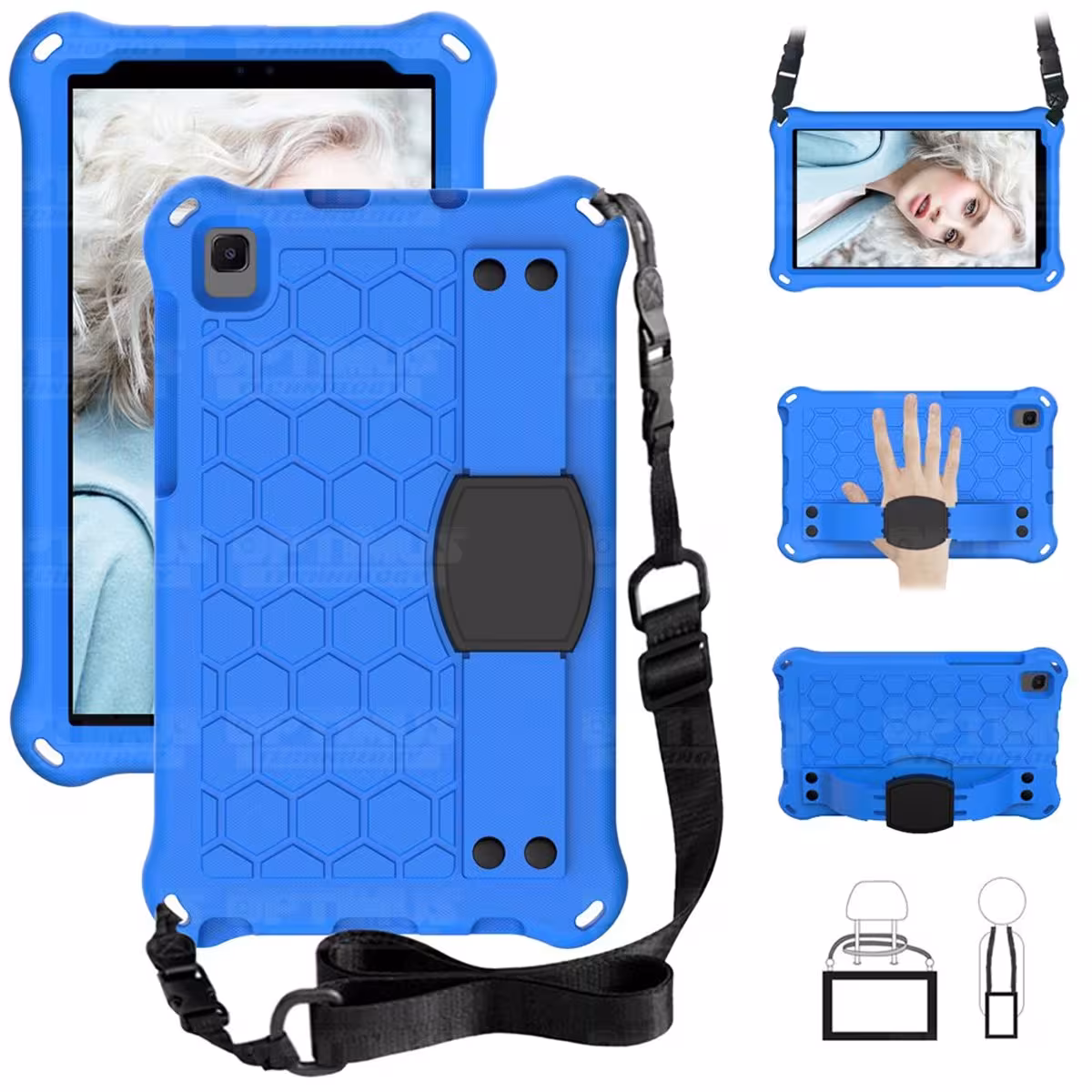 Kit Vidrio Cristal Templado Y Estuche Protector con Correa para Tablet Samsung Galaxy Tab A7 Lite 8.7 2021 T220 - T225