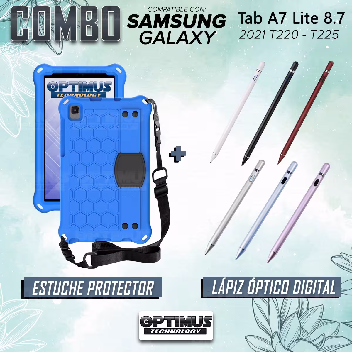 Kit Estuche Protector con Correa Y Lápiz Óptico Digital Stylus Pen para Tablet Samsung Galaxy Tab A7 Lite 8.7 2021 T220 - T225