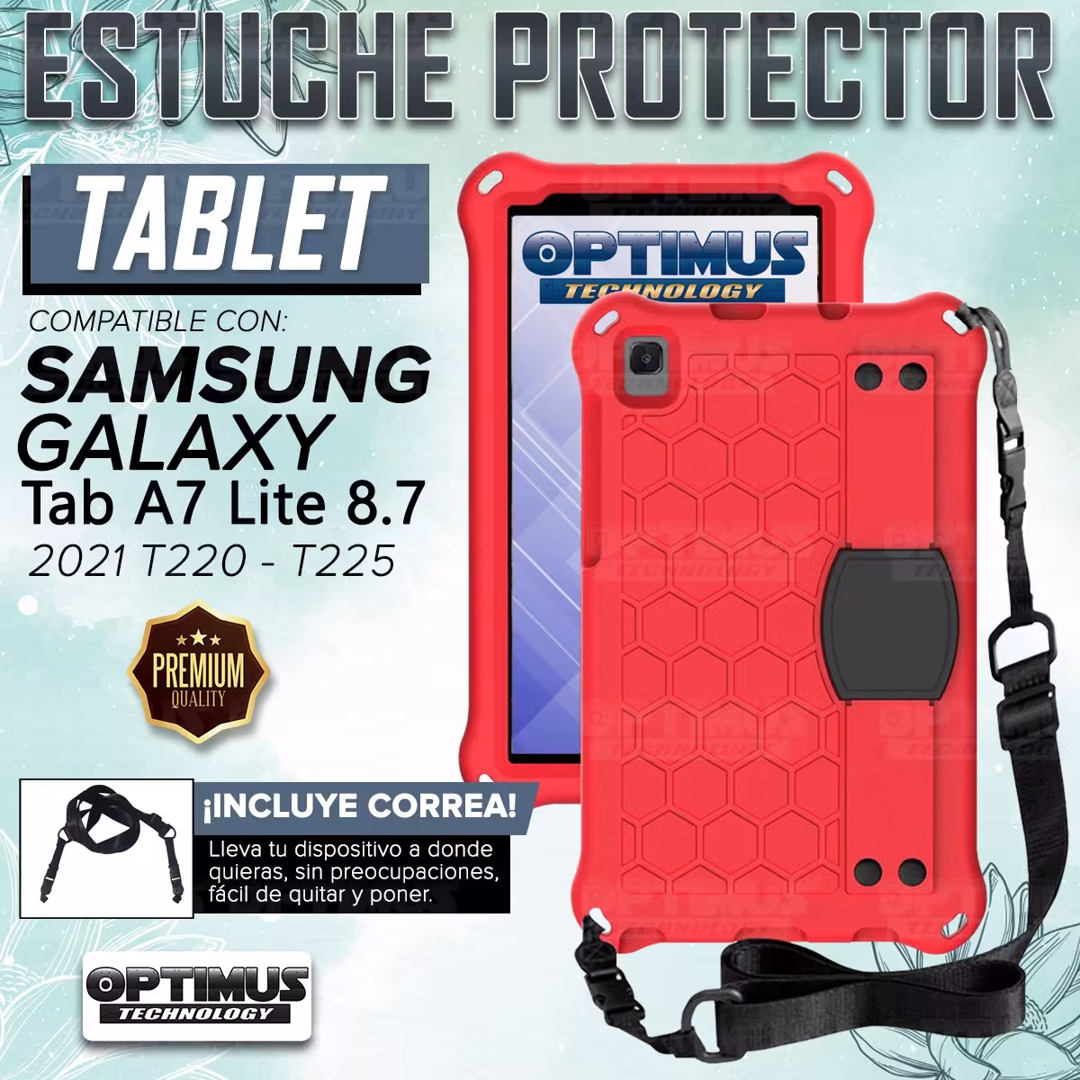 Kit Estuche Protector con Correa Y Lápiz Óptico Digital Stylus Pen para Tablet Samsung Galaxy Tab A7 Lite 8.7 2021 T220 - T225